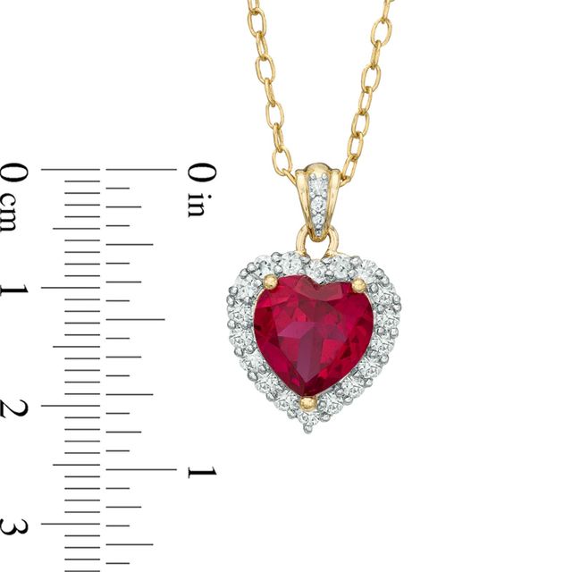 Heart-Shaped Lab-Created Ruby and White Sapphire Pendant and Earrings Set in Sterling Silver with 18K Gold Plate|Peoples Jewellers