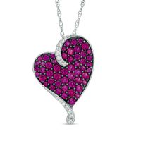 Lab-Created Ruby and White Sapphire Heart Pendant in Sterling Silver|Peoples Jewellers