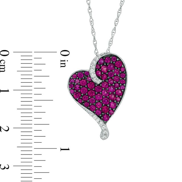 Lab-Created Ruby and White Sapphire Heart Pendant in Sterling Silver|Peoples Jewellers