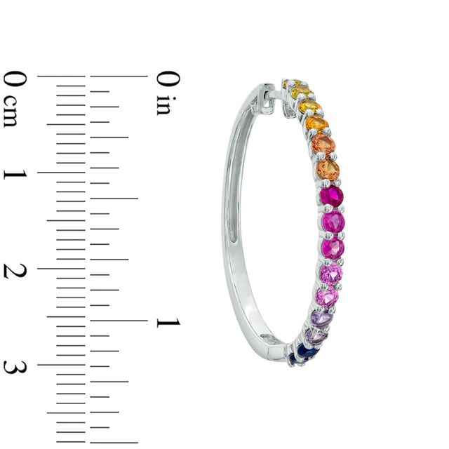 Lab-Created Multi-Gemstone Hoop Earrings in Sterling Silver|Peoples Jewellers