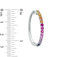 Lab-Created Multi-Gemstone Hoop Earrings in Sterling Silver|Peoples Jewellers