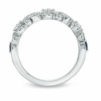 Vera Wang Love Collection 0.45 CT. T.W. Diamond and Blue Sapphire Curlique Band in 14K White Gold|Peoples Jewellers