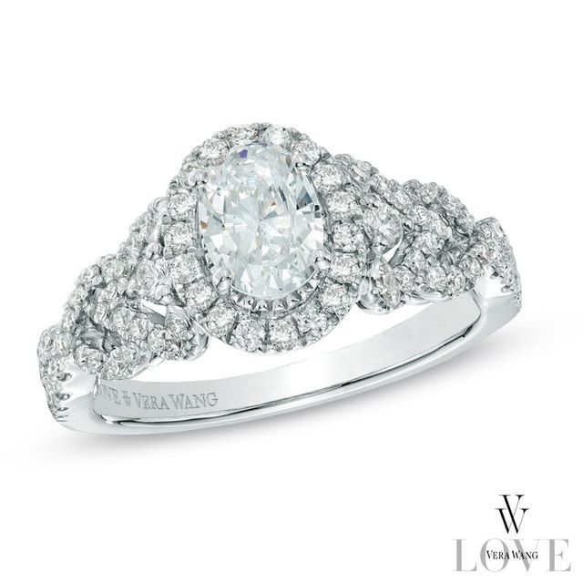 Vera Wang Love Collection 0.95 CT. T.W. Oval Diamond Frame Engagement Ring in 14K White Gold|Peoples Jewellers