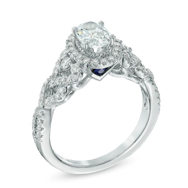Vera Wang Love Collection 0.95 CT. T.W. Oval Diamond Frame Engagement Ring in 14K White Gold|Peoples Jewellers