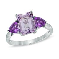 Octagonal Rose de France and Purple Amethyst Ring in Sterling Silver|Peoples Jewellers