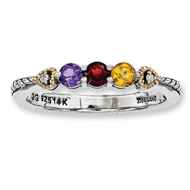 Mother's Simulated Birthstone and Diamond Accent Ring in Sterling Silver and 14K Gold ( Stones)|Peoples Jewellers
