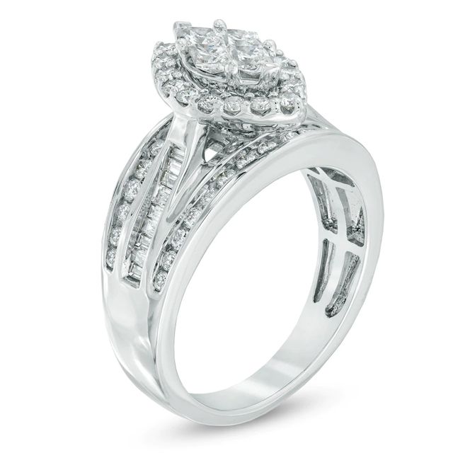 1.25 CT. T.W. Marquise Composite Diamond Frame Engagement Ring in 14K White Gold|Peoples Jewellers