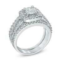 1.50 CT. T.W. Composite Diamond Frame Three Piece Bridal Set in 14K White Gold|Peoples Jewellers