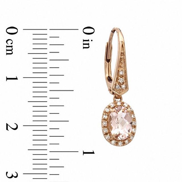 Oval Morganite and 0.12 CT. T.W. Diamond Drop Earrings in 10K Rose Gold