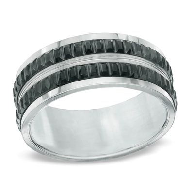 Triton Men's 9.0mm Comfort Fit Two-Tone Tungsten Wedding Band - Size 10|Peoples Jewellers