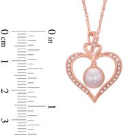 7.0-7.5mm Freshwater Cultured Pearl and Lab-Created White Sapphire Pendant in Sterling Silver with 14K Rose Gold Plate|Peoples Jewellers