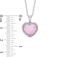 Heart-Shaped Lab-Created Opal and Pink Sapphire Pendant in Sterling Silver|Peoples Jewellers