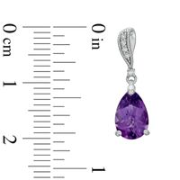 Pear-Shaped Amethyst and Diamond Accent Drop Earrings in Sterling Silver|Peoples Jewellers