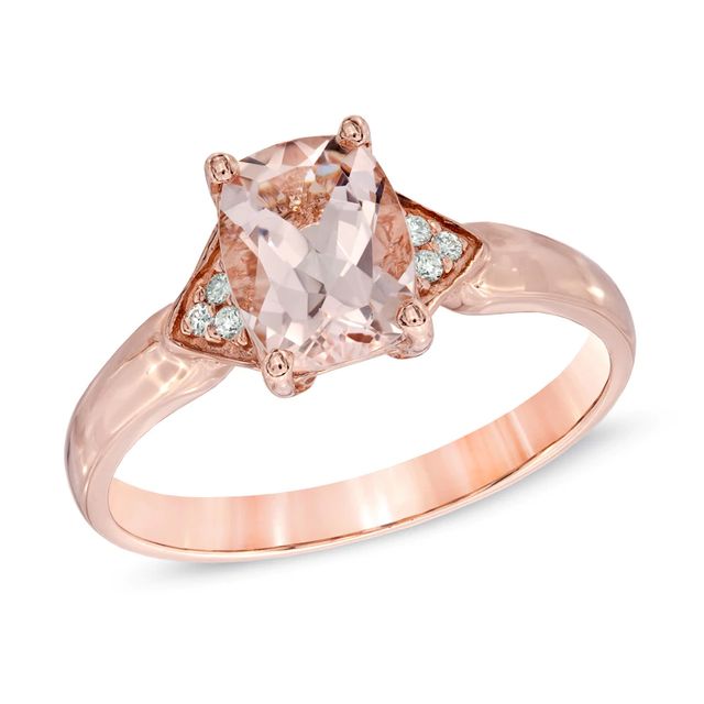 Cushion-Cut Morganite and Diamond Accent Ring in 10K Rose Gold|Peoples Jewellers