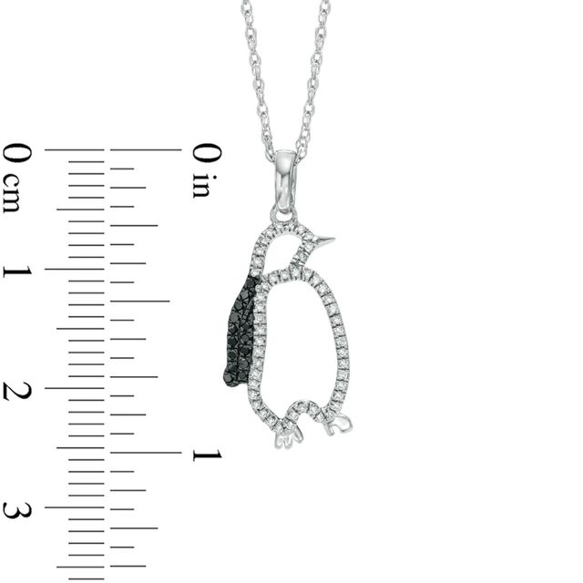 0.15 CT. T.W. Enhanced Black and White Diamond Penguin Pendant in Sterling Silver