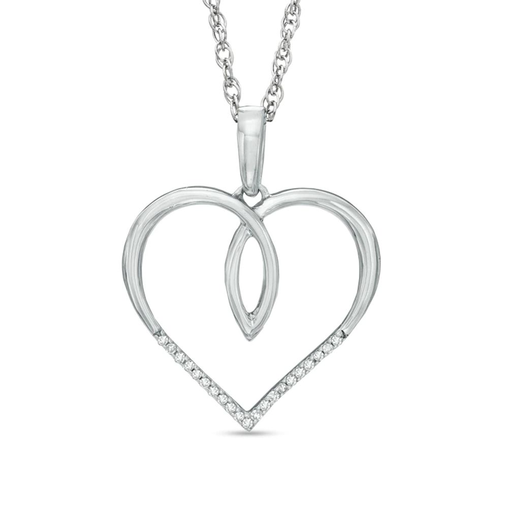 Diamond Accent Heart Pendant in Sterling Silver|Peoples Jewellers