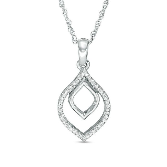 0.05 CT. T.W. Diamond Open Double Teardrop Pendant in Sterling Silver|Peoples Jewellers