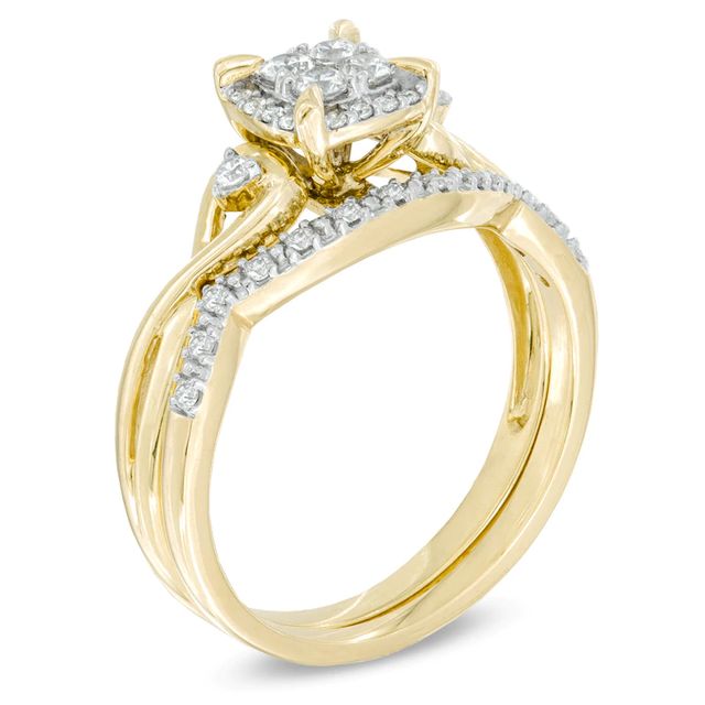 0.33 CT. T.W. Quad Diamond Frame Bridal Set in 10K Gold|Peoples Jewellers