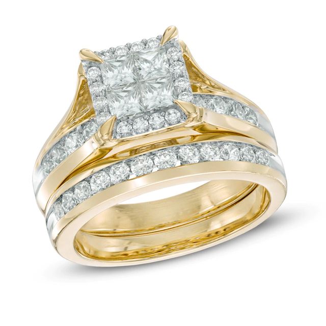 1.50 CT. T.W. Quad Princess-Cut Diamond Frame Bridal Set in 14K Gold|Peoples Jewellers