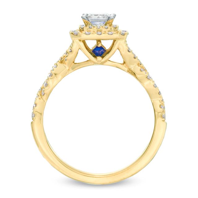 Vera Wang Love Collection 0.95 CT. T.W. Princess-Cut Diamond Double Frame Engagement Ring in 14K Gold|Peoples Jewellers