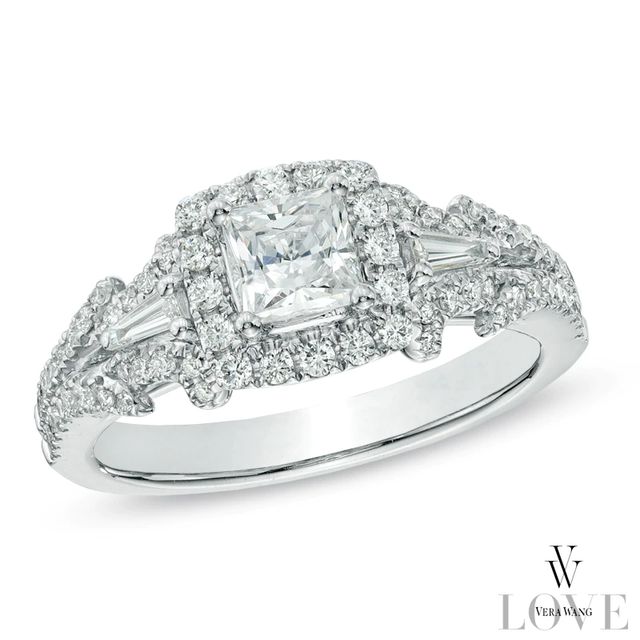 Vera Wang Love Collection 0.95 CT. T.W. Princess-Cut Diamond Frame Engagement Ring in 14K White Gold