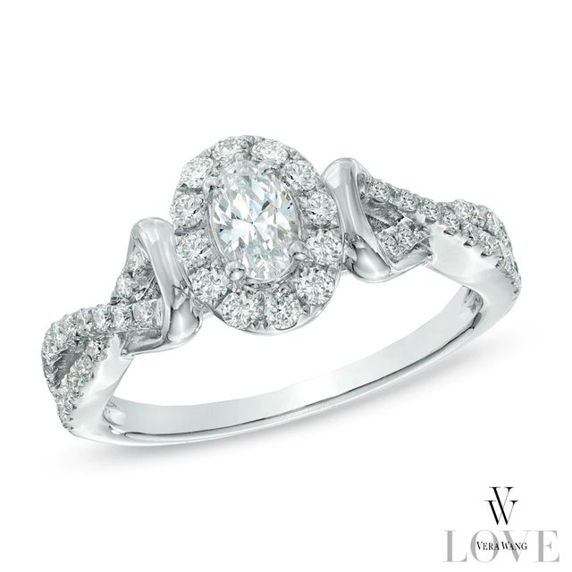 Vera Wang Love Collection 0.70 CT. T.W. Oval Diamond Frame Engagement Ring in 14K White Gold|Peoples Jewellers