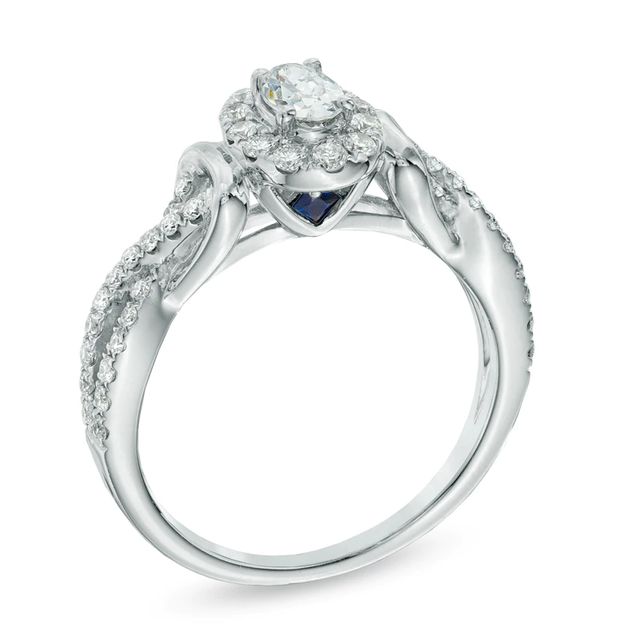 Vera Wang Love Collection 0.70 CT. T.W. Oval Diamond Frame Engagement Ring in 14K White Gold|Peoples Jewellers