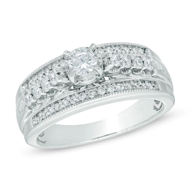 0.50 CT. T.W. Diamond Vintage-Style Engagement Ring in 10K White Gold|Peoples Jewellers