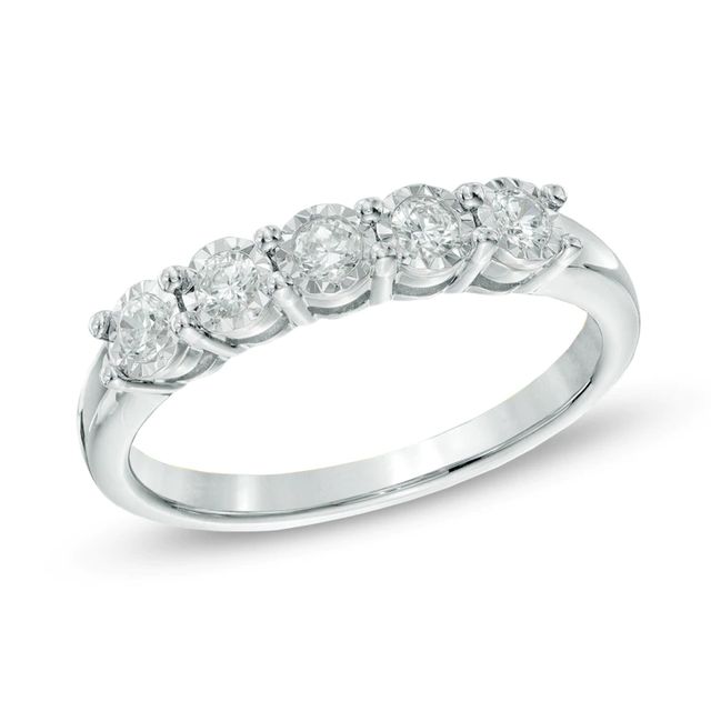 0.25 CT. T.W. Diamond Five Stone Band in 10K White Gold|Peoples Jewellers