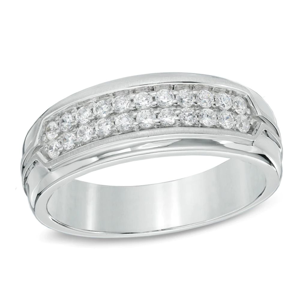 Men's 0.50 CT. T.W. Diamond Double Row Ring in 10K White Gold|Peoples Jewellers