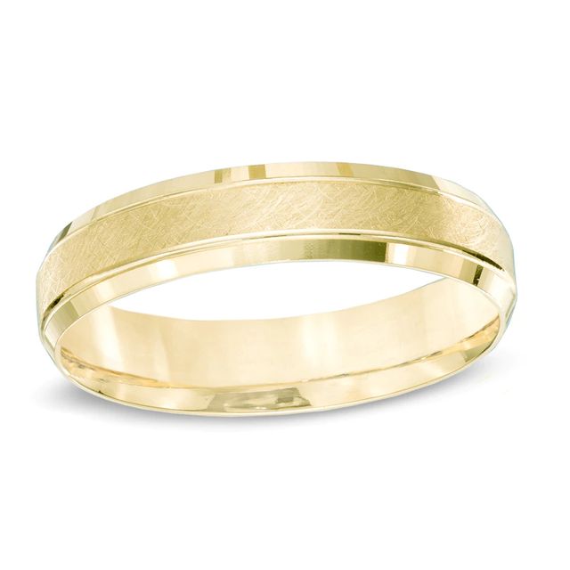 Men's 5.0mm Comfort-Fit Bevelled Wedding Band in 10K Gold - Size 10