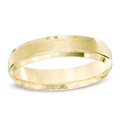Men's 5.0mm Comfort-Fit Bevelled Wedding Band in 10K Gold - Size 10|Peoples Jewellers