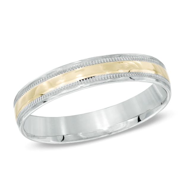 Men's 4.0mm Comfort Fit Wedding Band in 10K Two-Tone Gold - Size 10