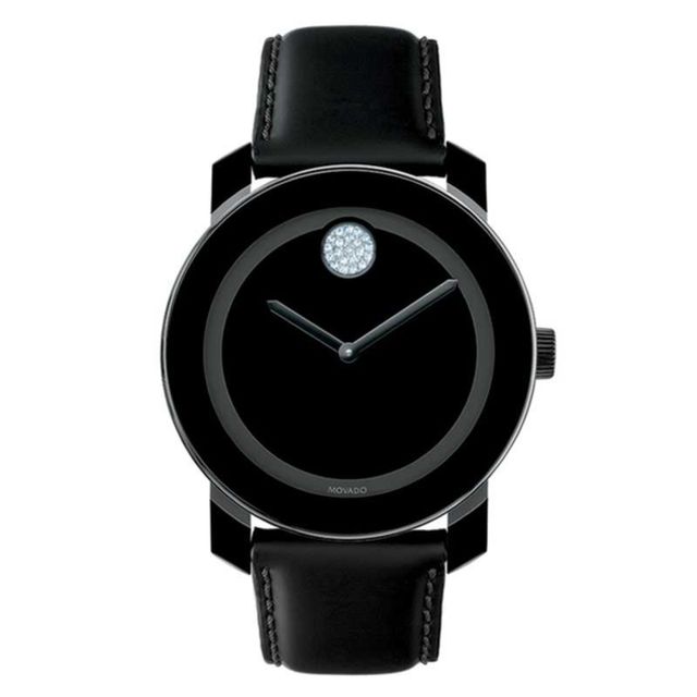 Men's Movado Bold® Crystal Dot Watch with Round Black Museum Dial (Model: 3600044)|Peoples Jewellers
