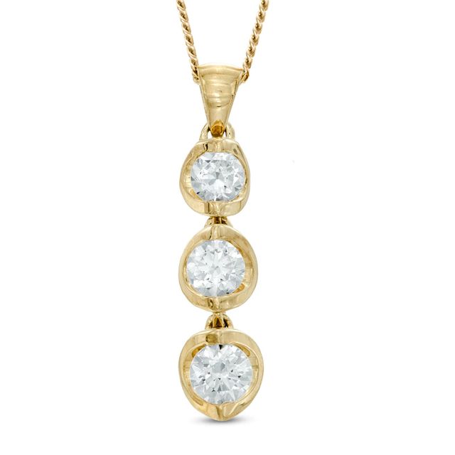 0.50 CT. T.W. Certified Canadian Diamond Three Stone Drop Pendant in 14K Gold (I/I2) - 17"|Peoples Jewellers