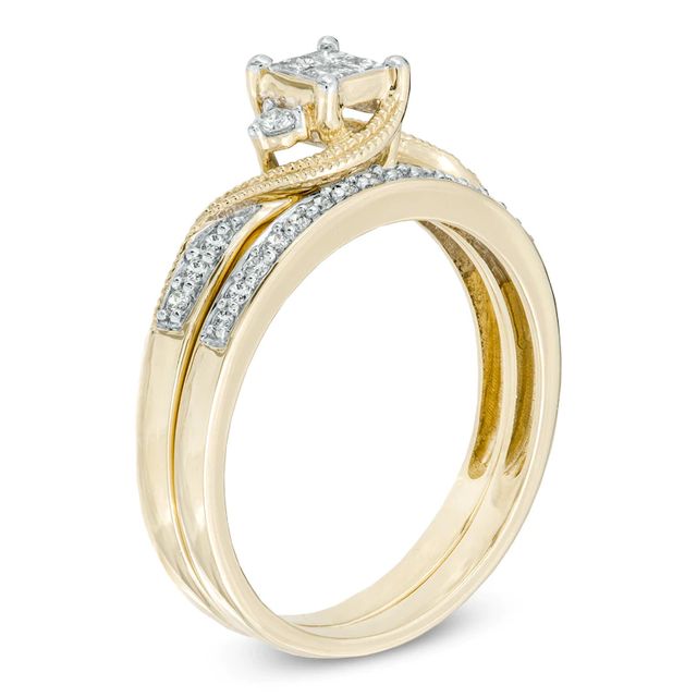 0.33 CT. T.W. Princess-Cut Quad Diamond Bridal Set in 10K Gold|Peoples Jewellers