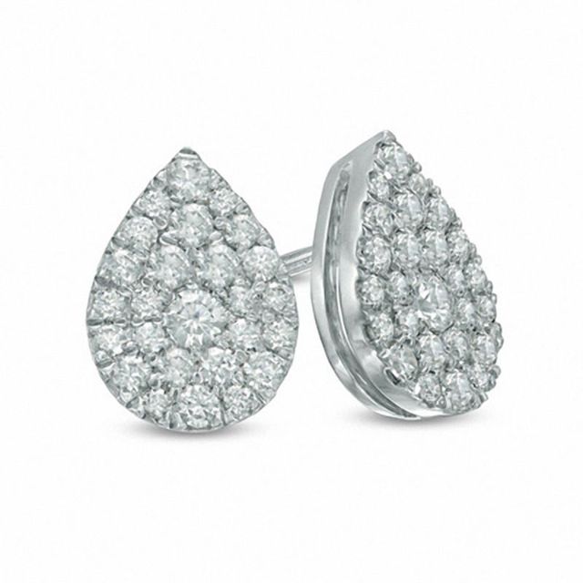 0.50 CT. T.W. Diamond Teardrop Cluster Earrings in 10K White Gold|Peoples Jewellers