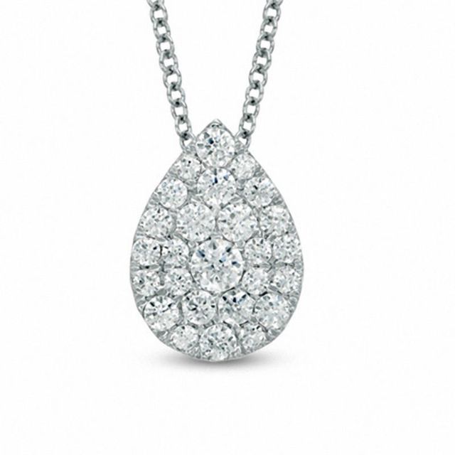 0.50 CT. T.W. Diamond Pear-Shaped Cluster Pendant in 10K White Gold|Peoples Jewellers