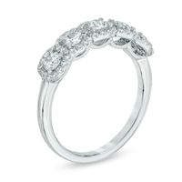 1.00 CT. T.W. Certified Canadian Diamond Five Stone Framed Anniversary Ring in 14K White Gold (I/I2)|Peoples Jewellers