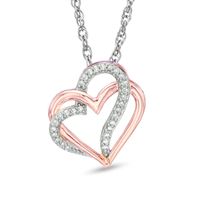 Diamond Accent Double Heart Pendant in 10K Rose Gold|Peoples Jewellers