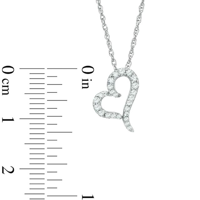 0.15 CT. T.W. Diamond Tilted Heart Pendant in 10K White Gold|Peoples Jewellers