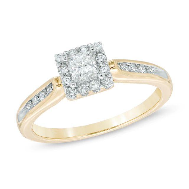 0.50 CT. T.W. Princess-Cut Diamond Frame Engagement Ring in 14K Gold|Peoples Jewellers