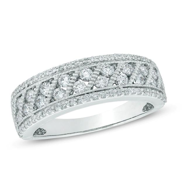 0.75 CT. T.W. Diamond Vintage-Style Anniversary Band in 14K White Gold|Peoples Jewellers