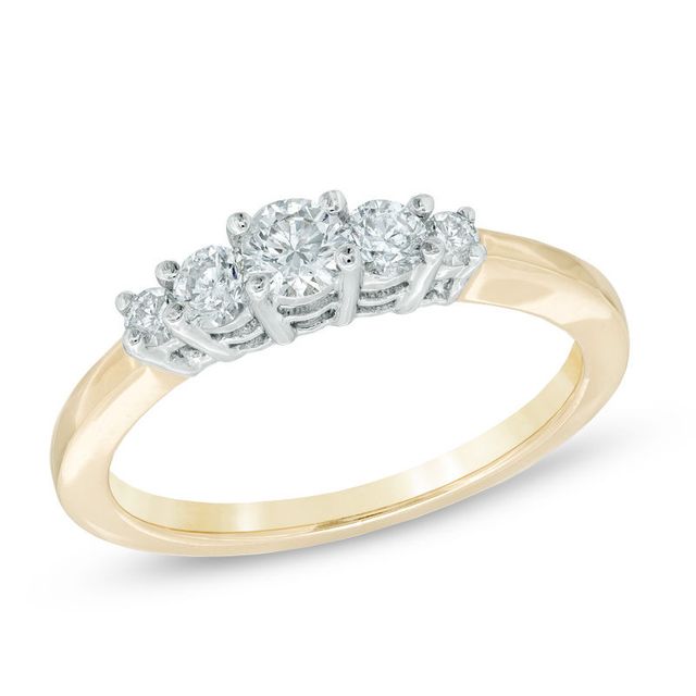 0.50 CT. T.W. Diamond Five Stone Engagement Ring in 14K Gold|Peoples Jewellers