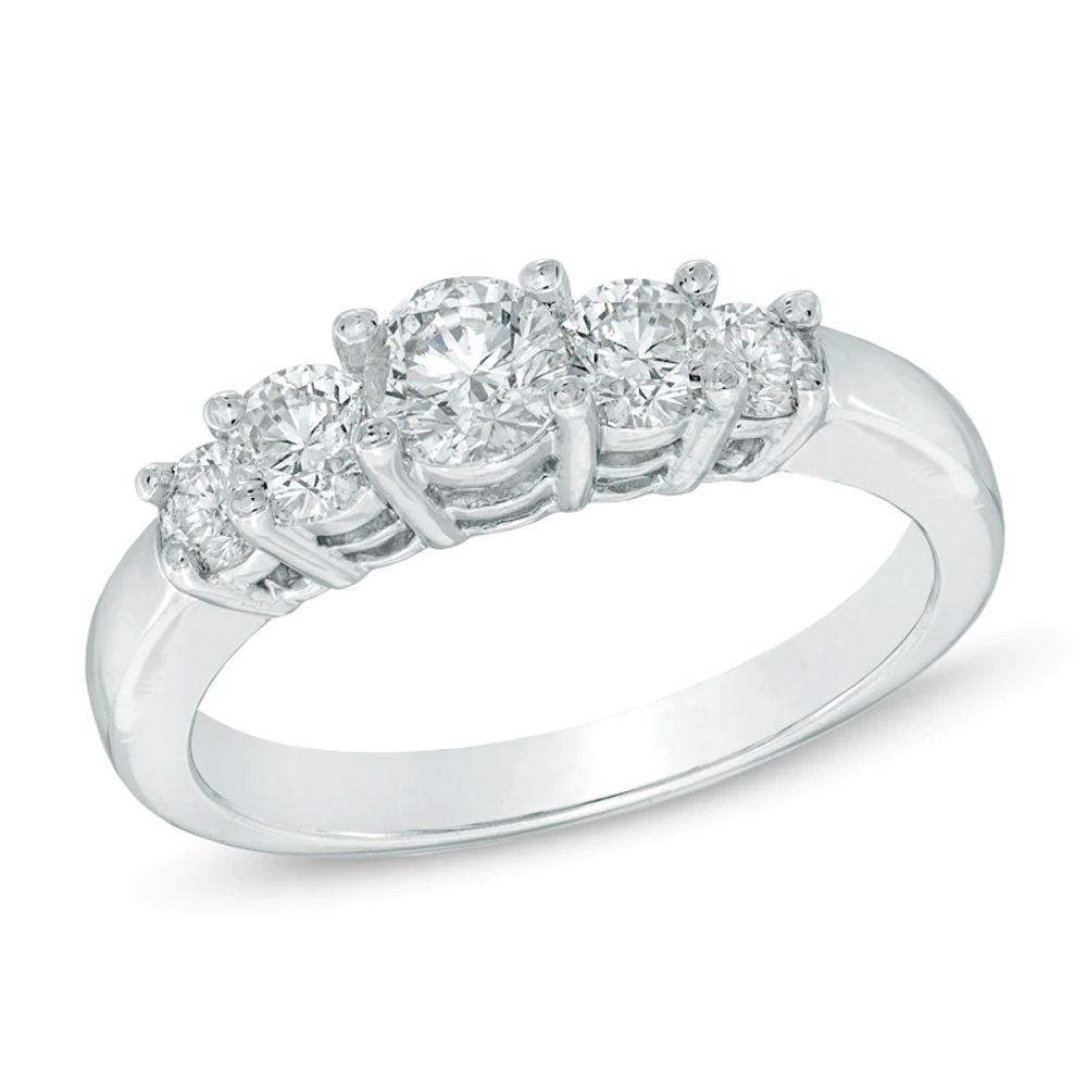 1.00 CT. T.W. Diamond Five Stone Engagement Ring in 14K White Gold|Peoples Jewellers