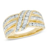 1.00 CT. T.W. Diamond Crossover Band in 10K Gold|Peoples Jewellers