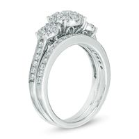 1.00 CT. T.W. Diamond Three Stone Frame Bridal Set in 14K White Gold|Peoples Jewellers