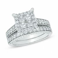 1.50 CT. T.W. Quad Princess-Cut Diamond Frame Bridal Set in 14K White Gold|Peoples Jewellers