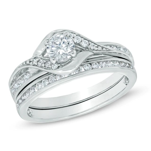 0.60 CT. T.W. Diamond Swirl Bridal Set in 14K White Gold|Peoples Jewellers