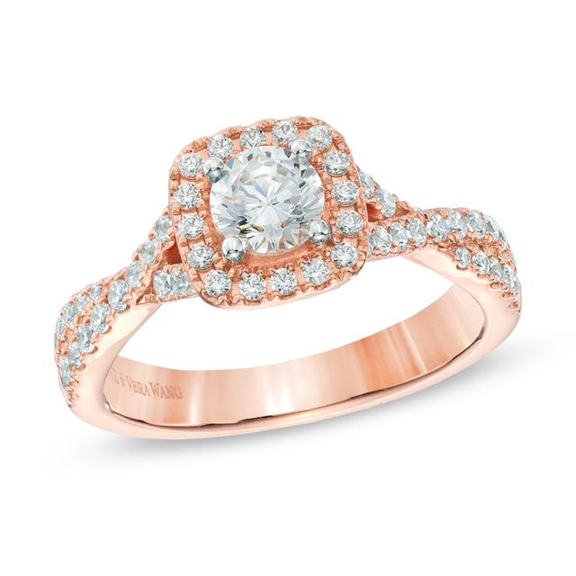 Vera Wang Love Collection 0.95 CT. T.W. Diamond Square Frame Engagement Ring in 14K Rose Gold